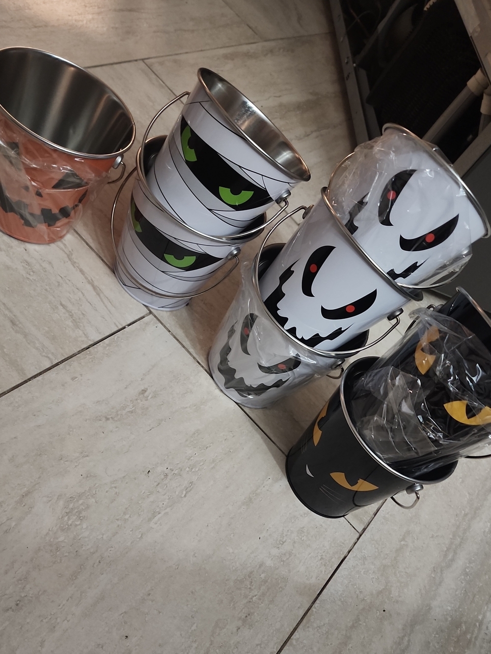 Halloween Kids Treat Buckets - Assorted Ghost & Pumpkin Faces